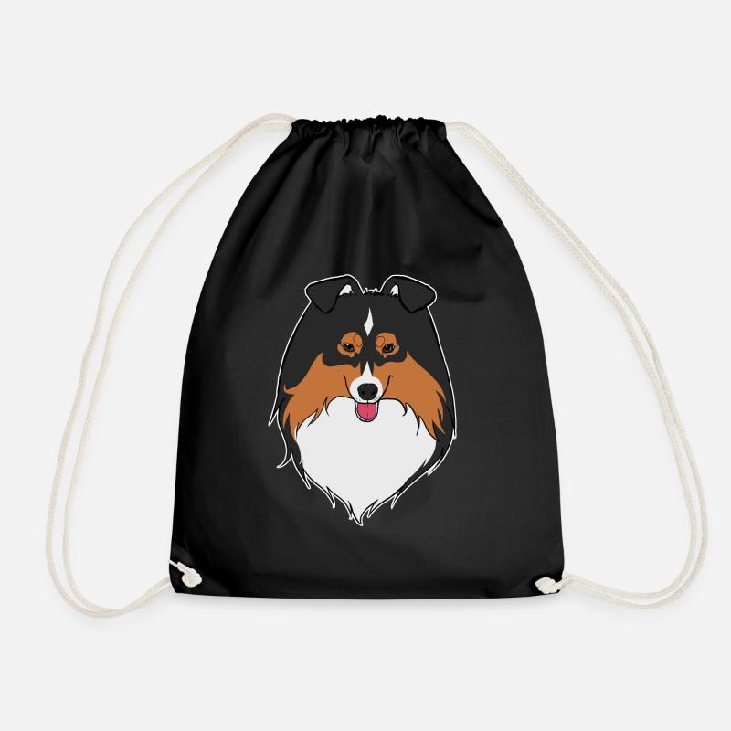 Sheltie black trio - Drawstring Bag - black
