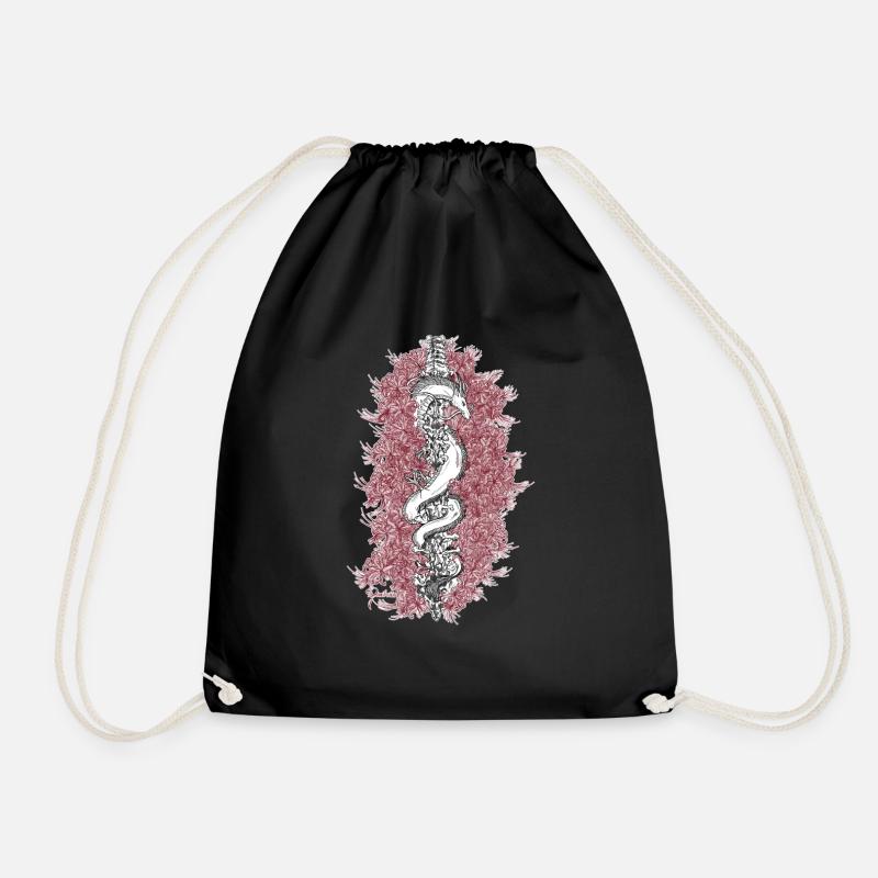 Dragon flower - Drawstring Bag - black