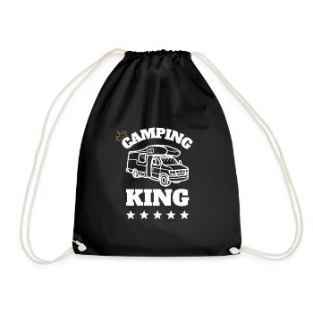 Camping King Gift Idea - Drawstring Bag - black - Front
