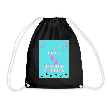 I Love Border Collies Tshirt Design - Turnbeutel - Schwarz - Vorne