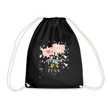 Peace and Love - Drawstring Bag - black - Front