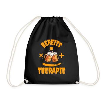 Bereits in Bier Therapie Geschenk Bierliebhaber - Turnbeutel - Schwarz - Vorne