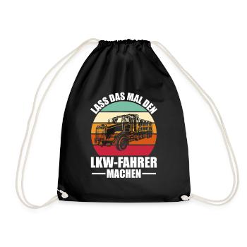 LKW Trucker LKW Fahrer Geschenk - Turnbeutel - Schwarz - Vorne