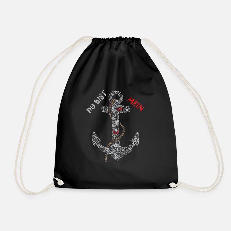 Anchor Lesumer lettering - Drawstring Bag - black