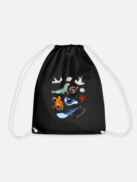 Meer und Unterwasser Souvenir und Geschenkidee - Turnbeutel - Schwarz