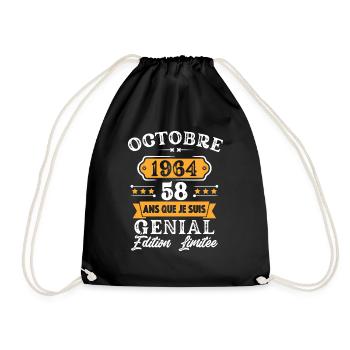 Cadeau D'anniversaire 58 Ans Octobre 1964 Rétro - Sac de sport léger - noir - Devant