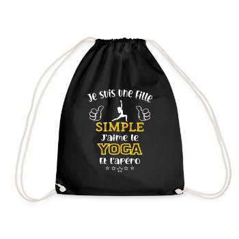 je suis une fille simple j'aime le yoga et l'apéro - Sac de sport léger - noir - Devant