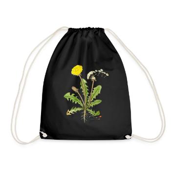 Löwenzahn, auch Pusteblume genannt - Turnbeutel - Schwarz - Vorne