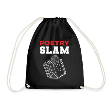 Poetry Slam Bücherwurm Gift - Turnbeutel - Schwarz - Vorne