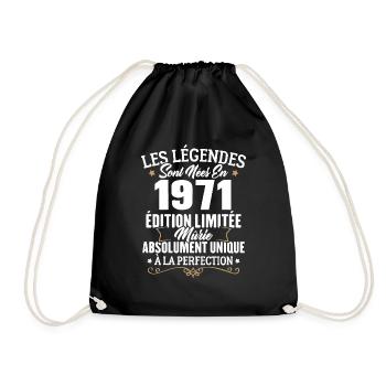 Cadeau d'anniversaire légendes sont nées en 1971 - Sac de sport léger - noir - Devant