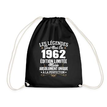 Cadeau d'anniversaire légendes sont nées en 1962 - Sac de sport léger - noir - Devant