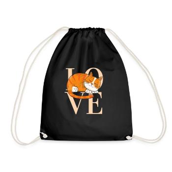 Love Cat orange - for dark background - Drawstring Bag - black - Front