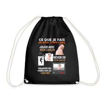 Temps libre chien Carlin Idée Cadeau Chien De Race - Sac de sport léger - noir - Devant