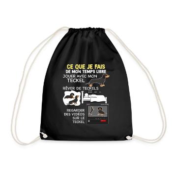 Temps libre Avec Chien Teckel Humour Chien de Race - Sac de sport léger - noir - Devant