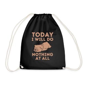 Tired Lazy Bulldog Funny Saying - Drawstring Bag - black - Front
