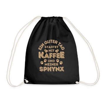 Sphynx Katze Kaffee Cafe - Turnbeutel - Schwarz - Vorne
