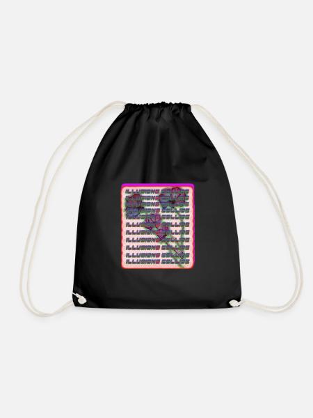 illusions collide: floral Graphic - Drawstring Bag - black