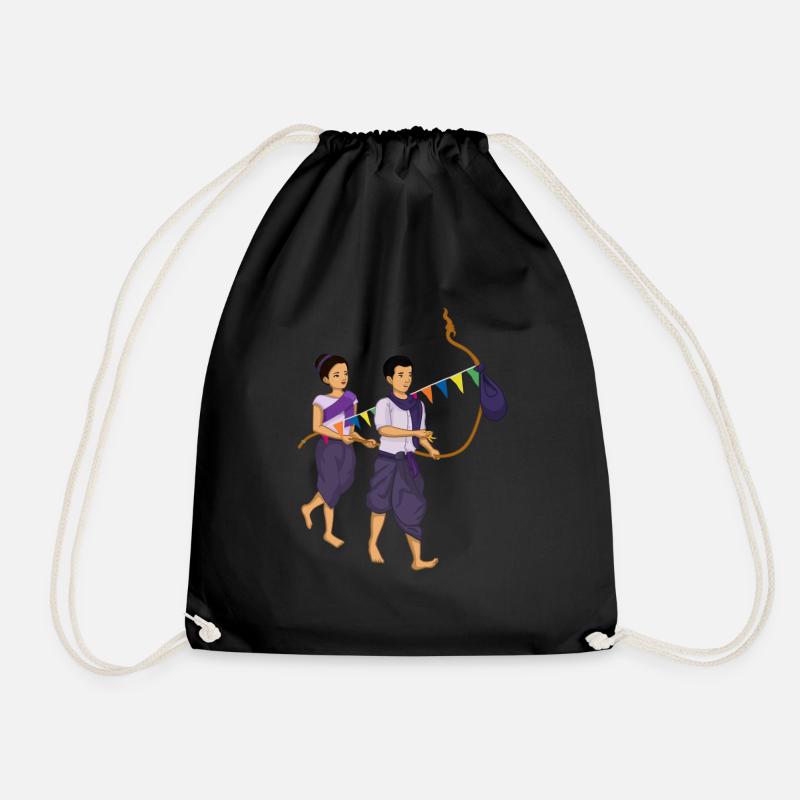 Traditional Khmer New Year Cambodia - Drawstring Bag - black
