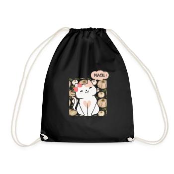 Petite chat mignon - miaou - Sac de sport léger - noir - Devant