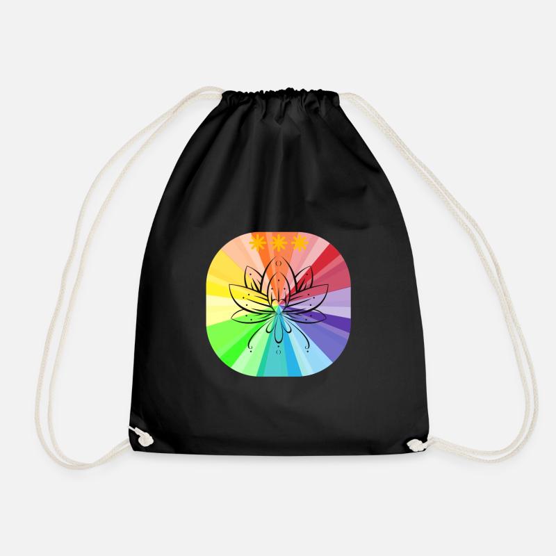 Lotus Stars - Drawstring Bag - black
