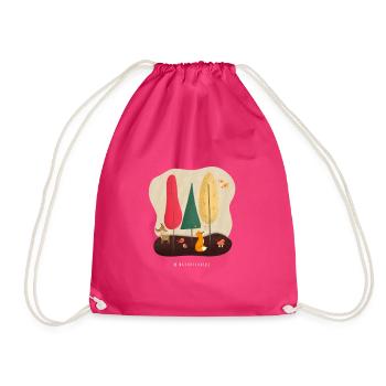 Nature Lovers - Herbst Design Reh & Fuchs im Wald - Turnbeutel - Fuchsia - Vorne