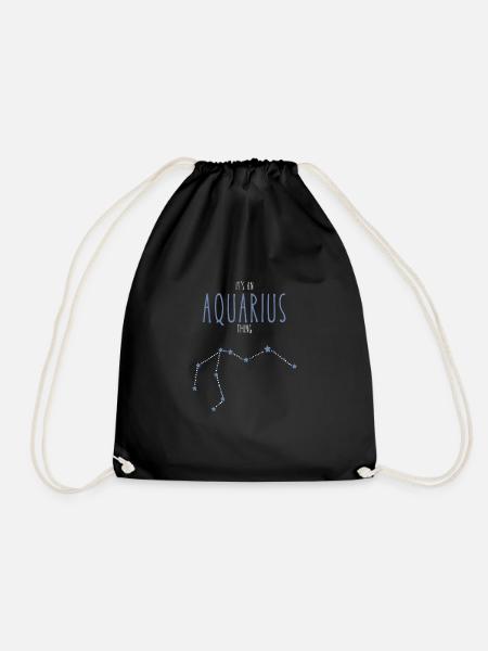 Aquarius Zodiac Sign - Drawstring Bag - black