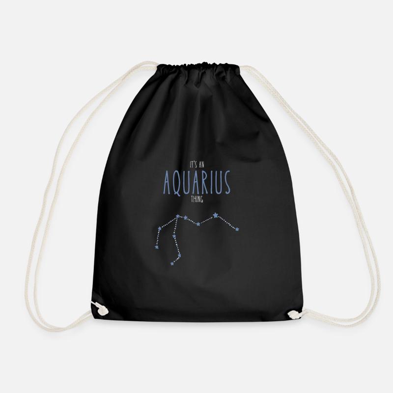 Aquarius Zodiac Sign - Drawstring Bag - black
