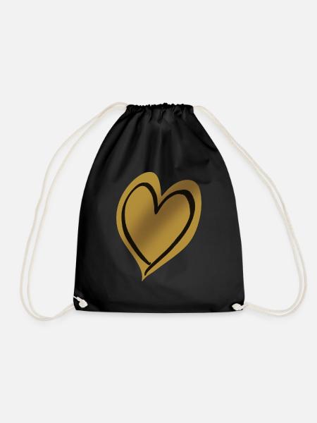 Herz Gold schwarz - Turnbeutel - Schwarz