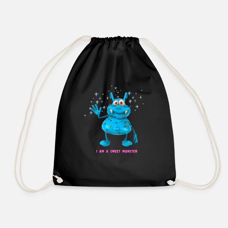i am a monster - Drawstring Bag - black