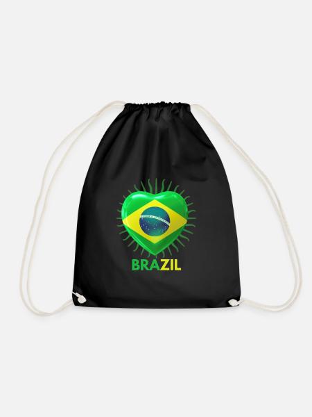World Cup Qatar I Love Brazil Sample Merchandise - Drawstring Bag - black