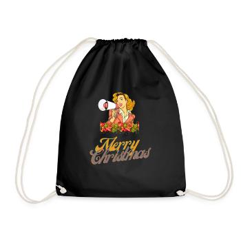 Merry Xmas Frohe Weihnachten Retro Fashion Design - Turnbeutel - Schwarz - Vorne