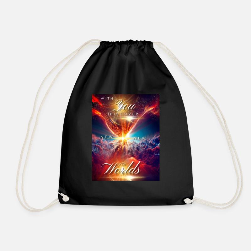 NEW WORLDS Design - Drawstring Bag - black