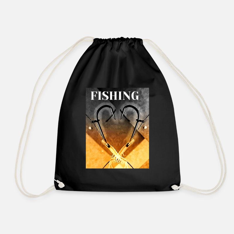 I LOVE FISHING 2 - Drawstring Bag - black