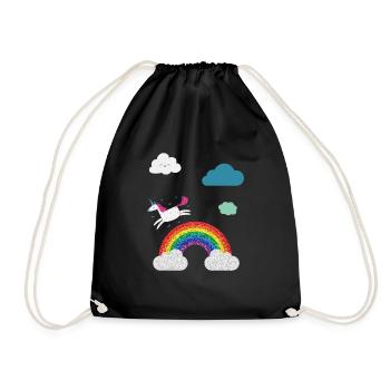 Glückliches Wolken Einhorn - Turnbeutel - Schwarz - Vorne