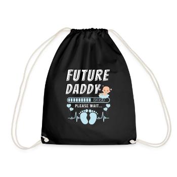 Future daddy please wait funny lovely dads quote - Drawstring Bag - black - Front