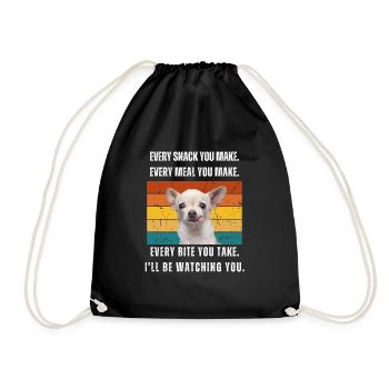Every Snack You Make. Chihuahua Retro Design - Drawstring Bag - black - Front