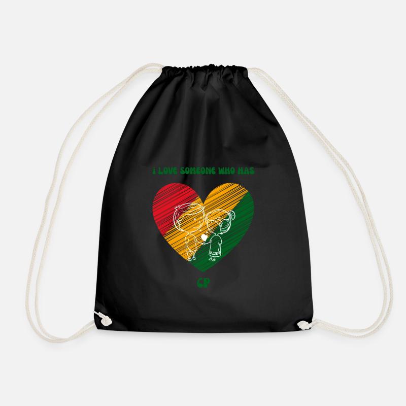 I love someone who has CP - Drawstring Bag - black