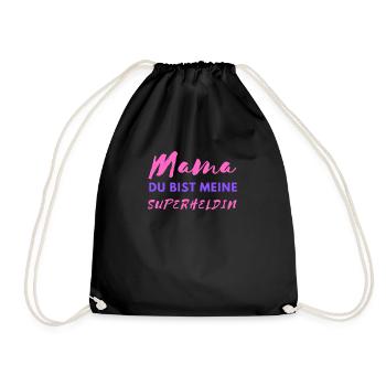 MAMA du bist meine Superheldin - Turnbeutel - Schwarz - Vorne