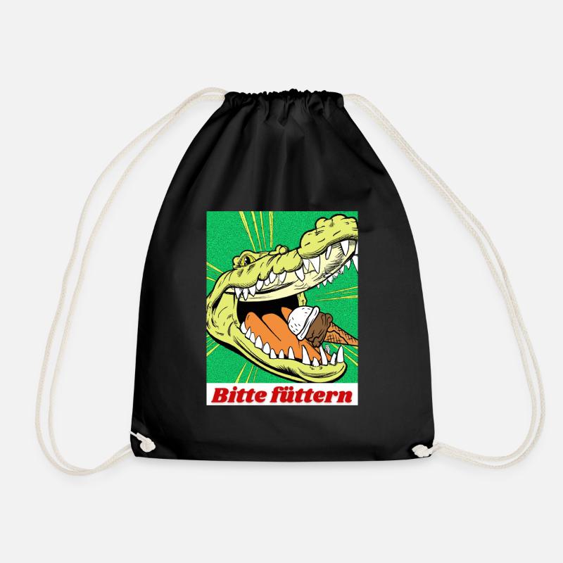Alligator Eis füttern Lustiges Motiv Comic Stil - Turnbeutel - Schwarz