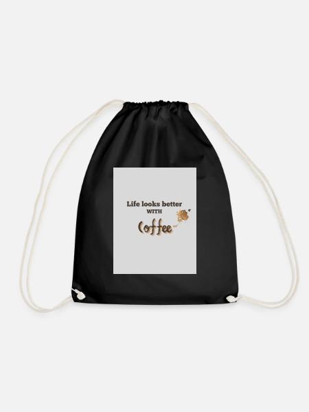 Coffee - Drawstring Bag - black