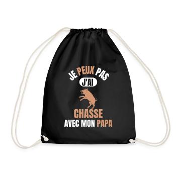 Je peux pas j'ai chasse avec mon papa - Sac de sport léger - noir - Devant