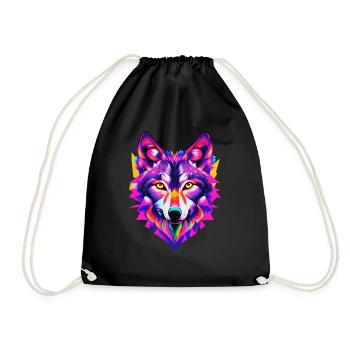 Wolf 03 - Turnbeutel - Schwarz - Vorne