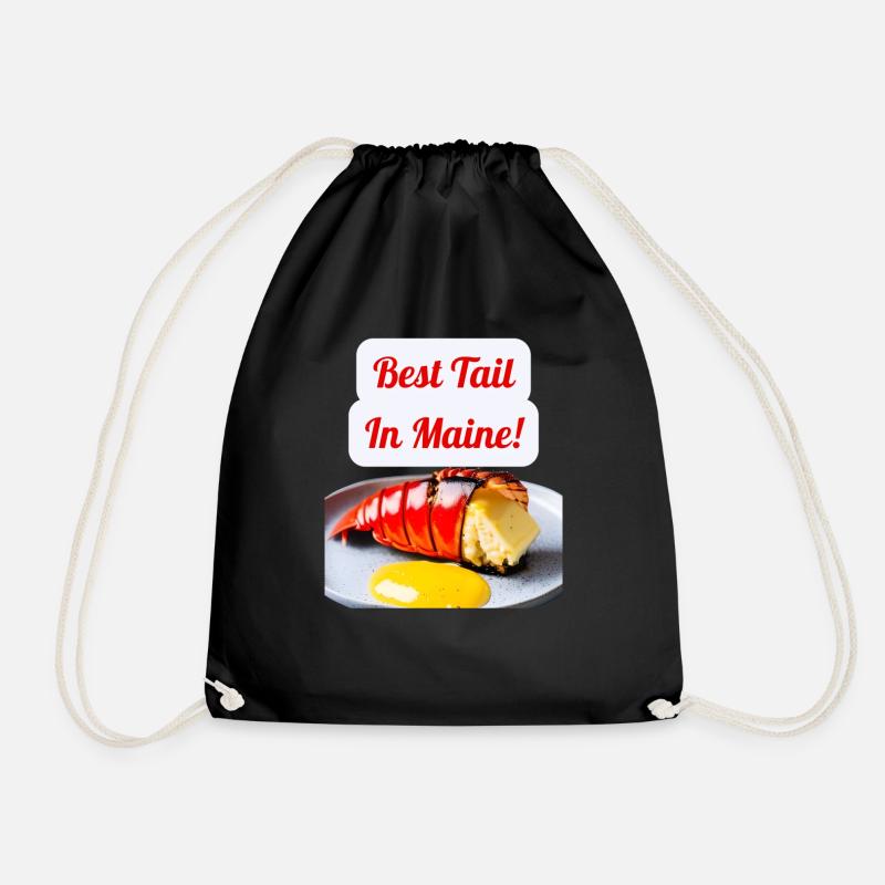 Funny Lobster design "Best Tail in Maine!" - Drawstring Bag - black