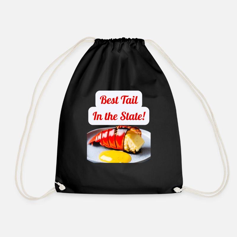 Funny Lobster design "Best Tail in the State!" - Drawstring Bag - black