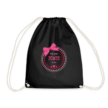 Best Mum EVER Beste Mama Pink Rosa Schleife - Turnbeutel - Schwarz - Vorne
