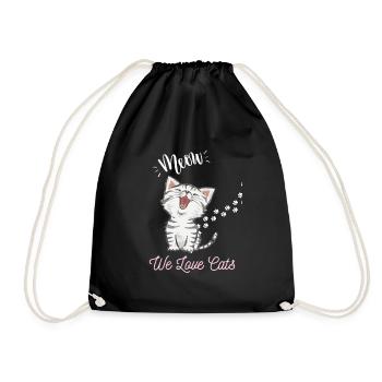 We love Cats - Drawstring Bag - black - Front