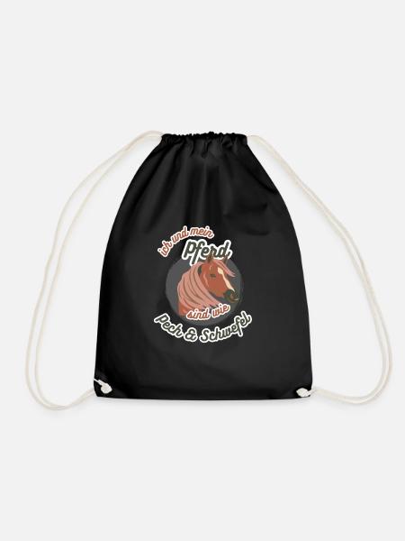 Cooles Pferde Haustier Reitpony Friese Geschenk - Turnbeutel - Schwarz