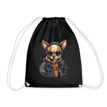 Rue cool de style rappeur de chien Chihuahua - Sac de sport léger - noir - Devant
