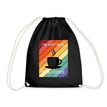 I´m Just Here For Coffee Regenbogen Retro Design - Turnbeutel - Schwarz - Vorne