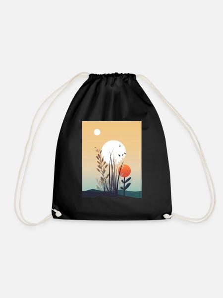 Minimalist Summer - Drawstring Bag - black